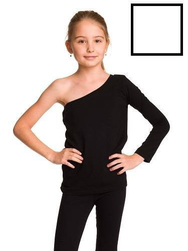 Asymetrická bavlněná halenka s dlouhým rukávem a šikmým výstřihem černá