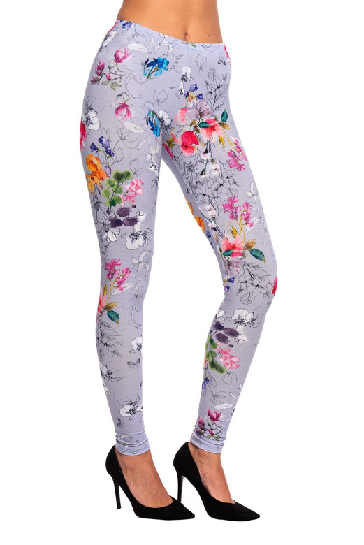 Dámské sportovní dětské legíny se vzorem FLOWERS šedé