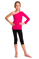 Asymetrická bavlněná halenka s dlouhým rukávem a šikmým výstřihem fuchsiová