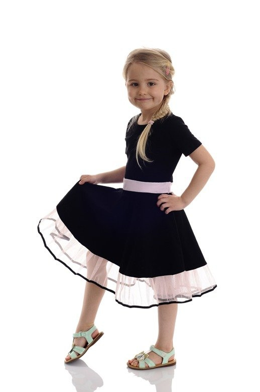 Elegantní rozšířené šaty pro dívky TIUL růžové a černé