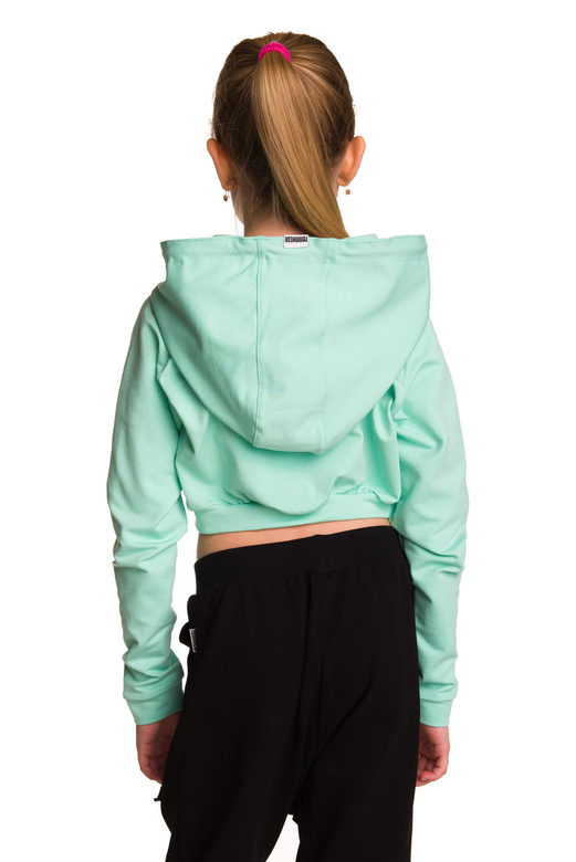 Dámská krátká mikina s velkou kapucí baby girl mint