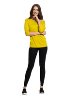 Viskózová halenka s širokým výstřihem a 3/4 rukávy - pistáciová barva