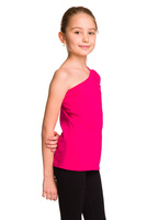 Asymetrická bavlněná halenka s dlouhým rukávem a šikmým výstřihem fuchsiová