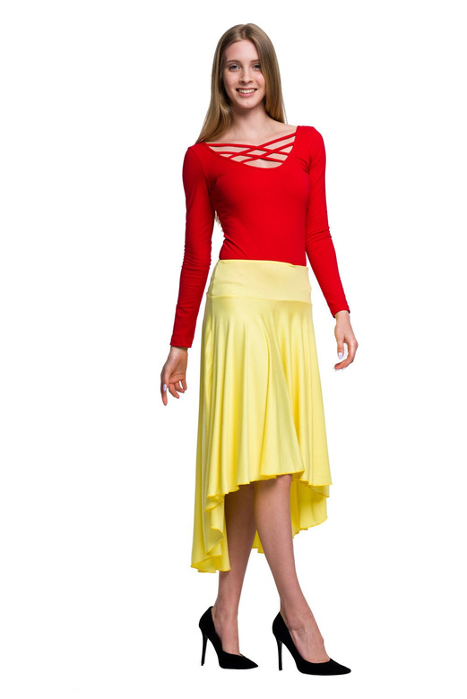 Dámské šněrované body s dlouhým rukávem červené barvy