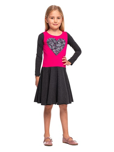 Šaty se srdcem fuchsiová grafitová