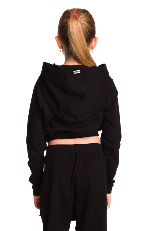 Dámská krátká mikina s velkou kapucí baby girl černá