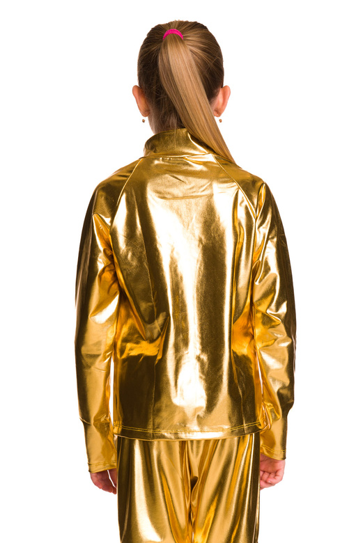 Třpytivá metalická mikina s dlouhými rukávy, stojáčkem na zip a kapsami zlatá Performance outfit
