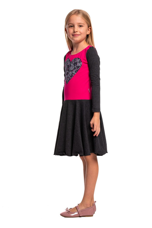 Šaty se srdcem fuchsiová grafitová