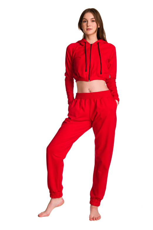 Dámská krátká mikina s velkou kapucí baby girl červená