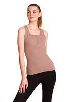 Dámská bavlněná pruhovaná halenka bez rukávů béžová