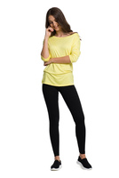 Viskózová halenka s širokým výstřihem a 3/4 rukávy - citronová