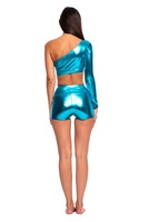 Šortky Dámské šortky pro dívky metalické lesklé šortky na výkon tyrkysové