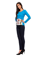 Tričko s dlouhým rukávem a klokaní kapsou WOW tyrkysová