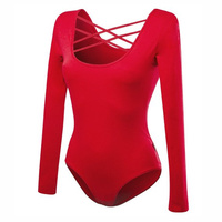 Dámské šněrované body s dlouhým rukávem červené barvy