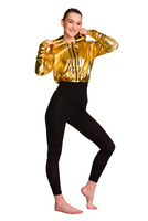 Dámská metalická třpytivá mikina s velkou kapucí pro výkonnostní zlatou barvu