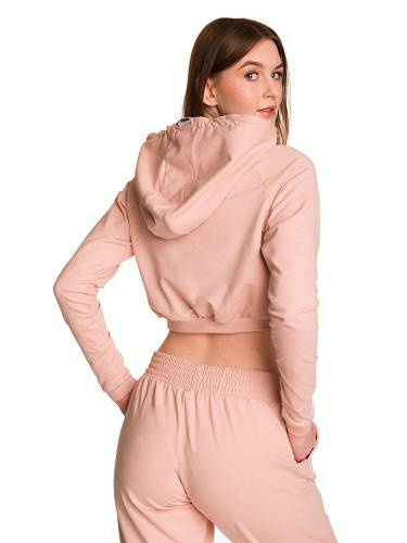 Dámská krátká mikina s velkou kapucí baby girl powder pink