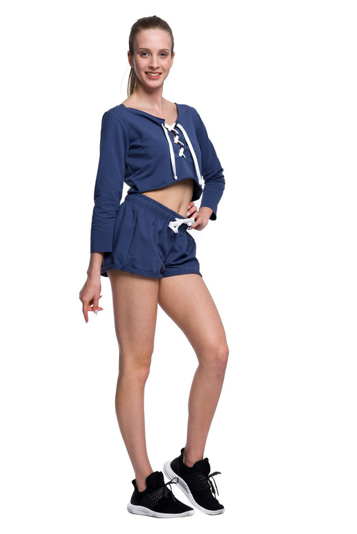 Sportovní krátká mikina fitness denim top