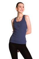 Dámská žebrovaná džínová halenka bez rukávů z bavlněné směsi