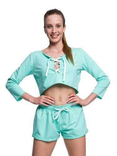 Sportovní krátká mikina fitness top mint