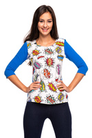 Halenka Košile s 3/4 rukávem a předním dílem WOW chrpová