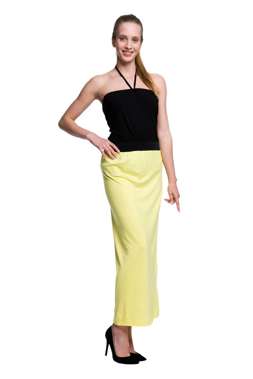 Viskózová sukně MAXI ve fitted střihu - citronová