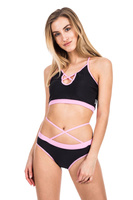 Dámské krátké šortky STRAPS pro Pole Dance Fitness černé - růžové