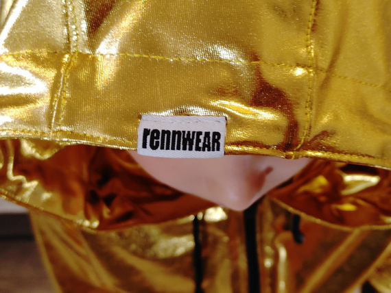 Dámská metalická třpytivá mikina s velkou kapucí pro výkonnostní zlatou barvu