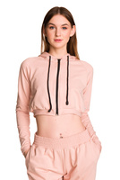 Dámská krátká mikina s velkou kapucí baby girl powder pink