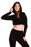 Dámská krátká mikina s velkou kapucí baby girl černá