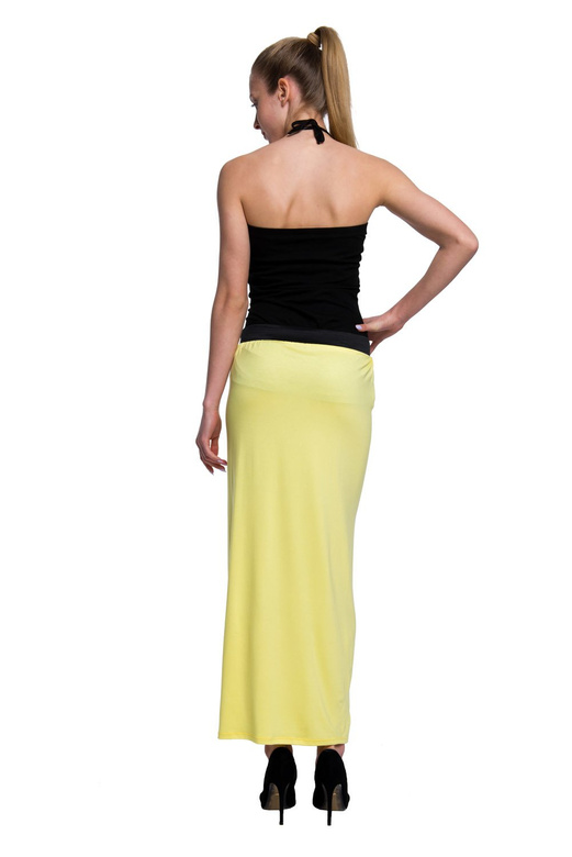 Viskózová sukně MAXI ve fitted střihu - citronová