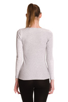 Dámská bavlněná žebrovaná halenka s dlouhými rukávy šedá melanžová