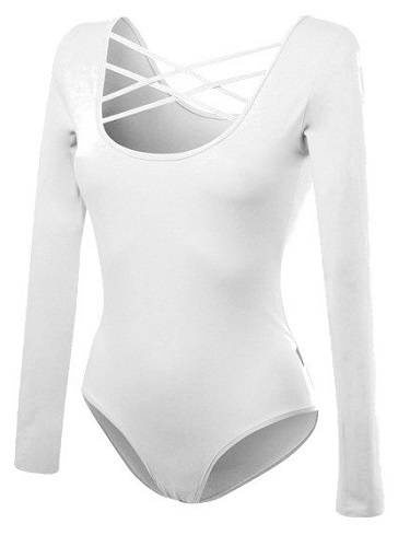 Dámské body s dlouhým rukávem, bílé s krajkou