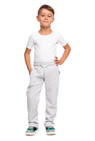 Dlouhé rovné tepláky melanžově šedé