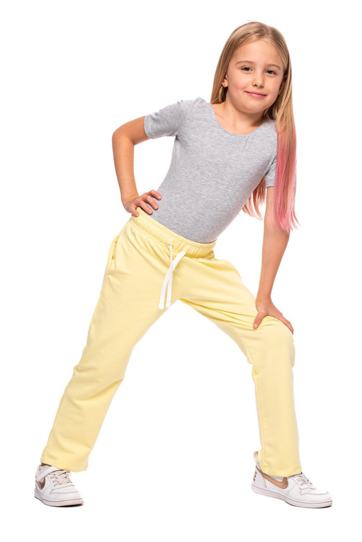 Dlouhé rovné tepláky lemon