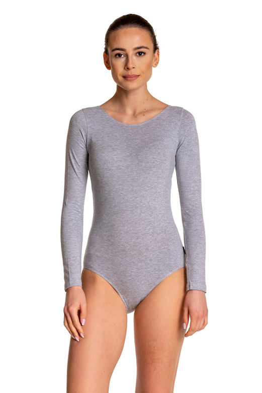 Gymnastické body s dlouhým rukávem B100D melange - šedé