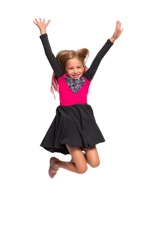 Šaty se srdcem fuchsiová grafitová