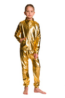 Třpytivá metalická mikina s dlouhými rukávy, stojáčkem na zip a kapsami zlatá Performance outfit