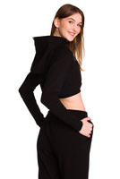 Dámská krátká mikina s velkou kapucí baby girl černá