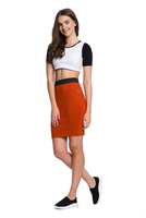 Viskózová sukně MIDI ve fitted střihu - rezavá