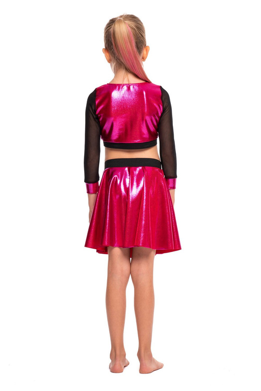 Dámský sportovní top pro dívky metallic shimmer s dlouhými rukávy mesh performance fuchsia