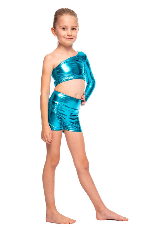 Šortky Dámské šortky pro dívky metalické lesklé šortky na výkon tyrkysové