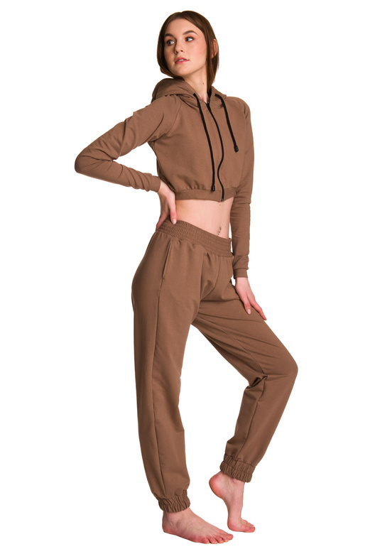 Dámská krátká mikina s velkou kapucí Dětská mikina pro dívky káva