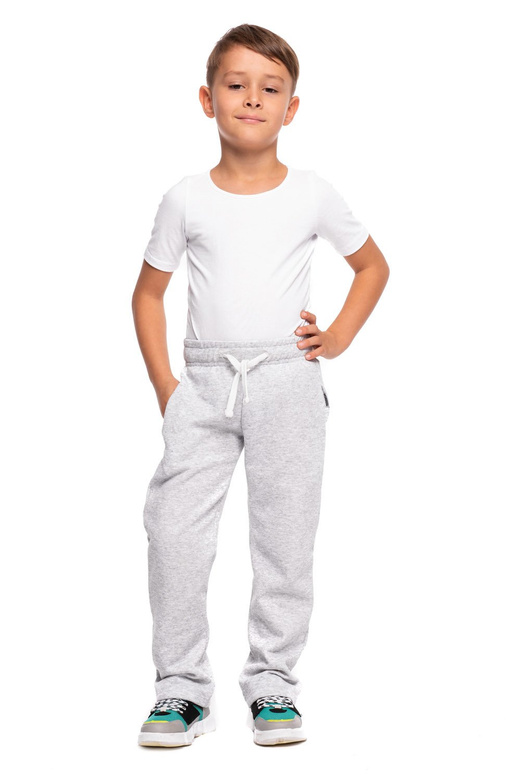 Dlouhé rovné tepláky melanžově šedé