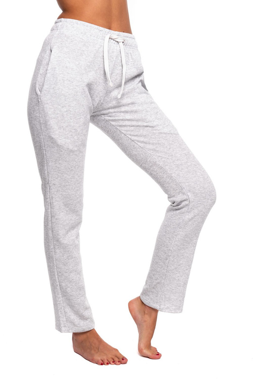 Dlouhé rovné tepláky melanžově šedé