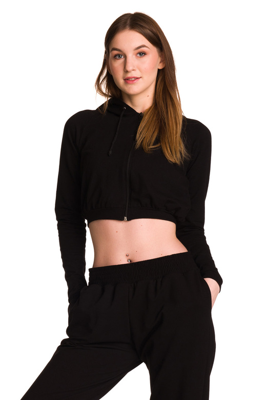 Dámská krátká mikina s velkou kapucí baby girl černá