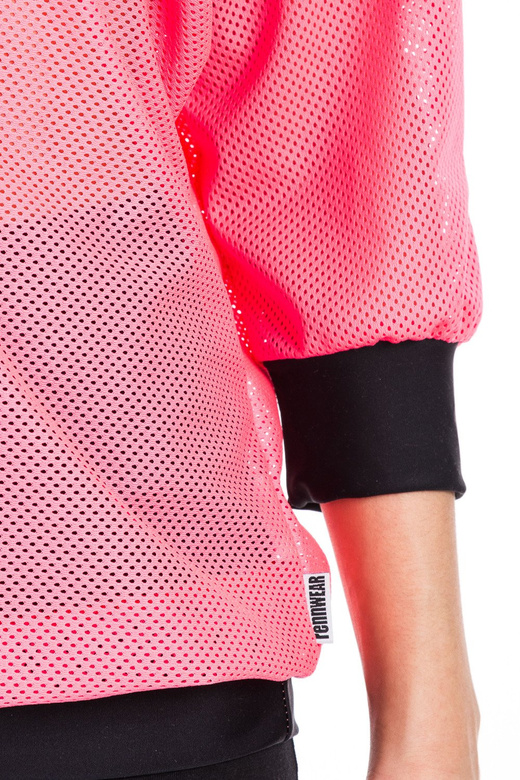 Halenka s 3/4 rukávy ze síťoviny v korálové barvě