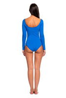 Dámské zeštíhlující body s dlouhým rukávem chrpové barvy