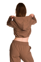 Dámská krátká mikina s velkou kapucí Dětská mikina pro dívky káva