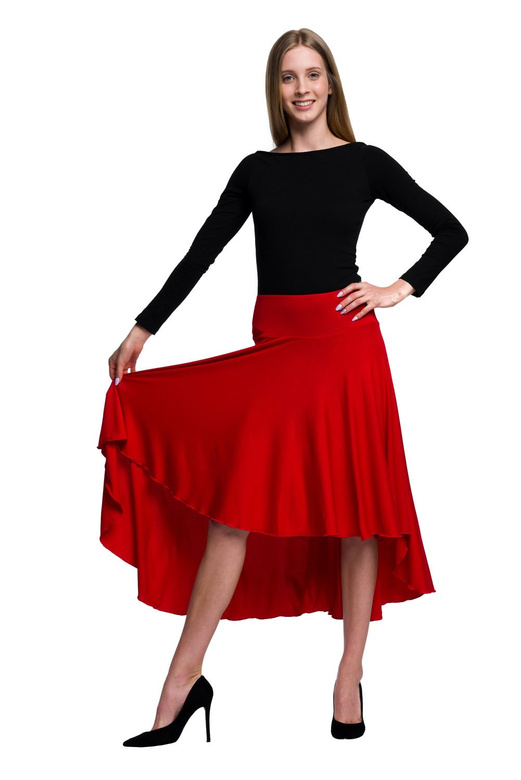 Asymetrická kruhová sukně - červená