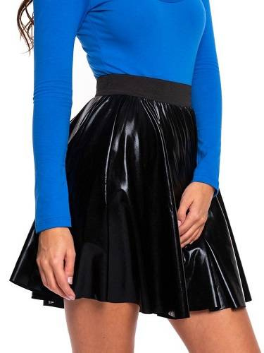 Kruhová sukně z ekokůže ČERNÁ